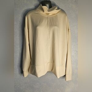 XEROXPOSUR Womens Cream Cowlneck Pullover XL